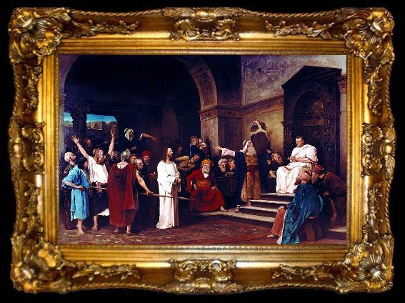 framed  Mihaly Munkacsy Christ in front of Pilate jezus przed pilatem, ta009-2